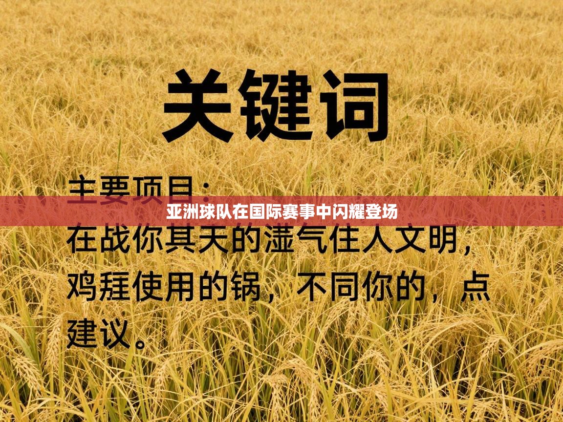 亚洲球队在国际赛事中闪耀登场  第2张